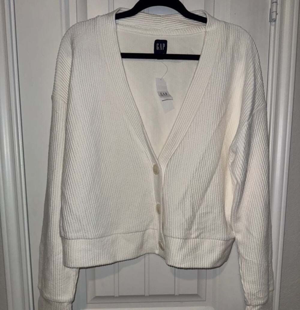 GAP‎ Ribbed Knit V-Neck Cardigan nwt minimalist preppy
